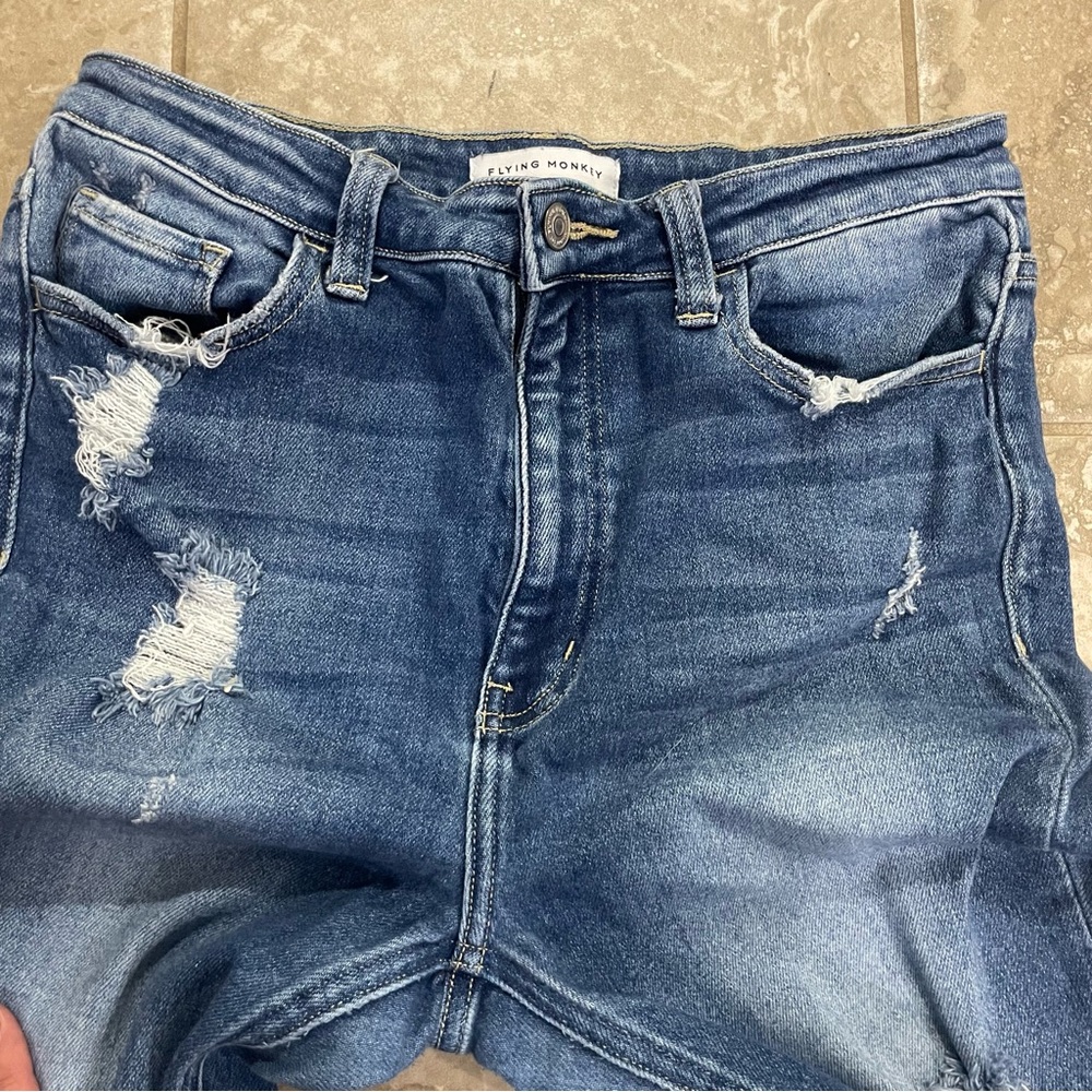 Flying Monkey Super High Rise Detailed Raw Hem Flare Jeans sz 30 - Picture 6 of 15